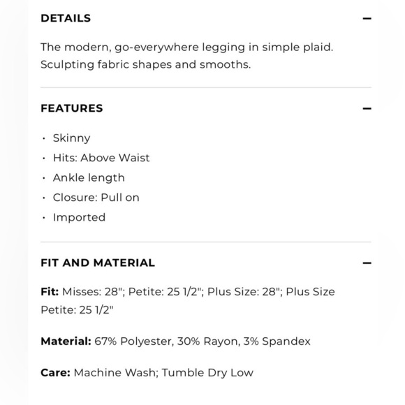 NWT Talbots Soho Tartan Plaid Ankle Leggings Size 2 - Picture 12 of 13